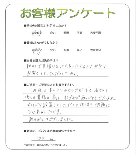 お客様レビュー満足度